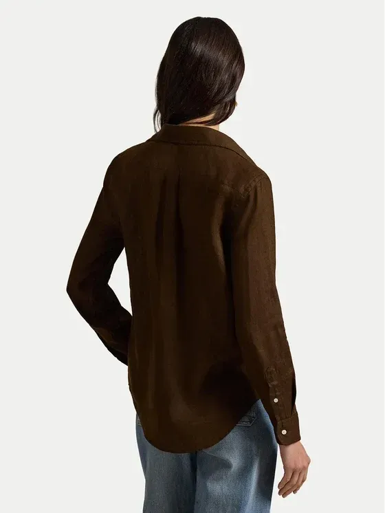 RALPH LAUREN · CLASSIC-LONG SLEEVE-BUTTON FRONT SHIRT · חום — Hawaii