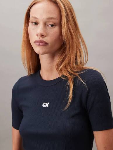 CK · טישירט שרוול קצר A- Modal Rib Tee (essential) · כחול — Hawaii
