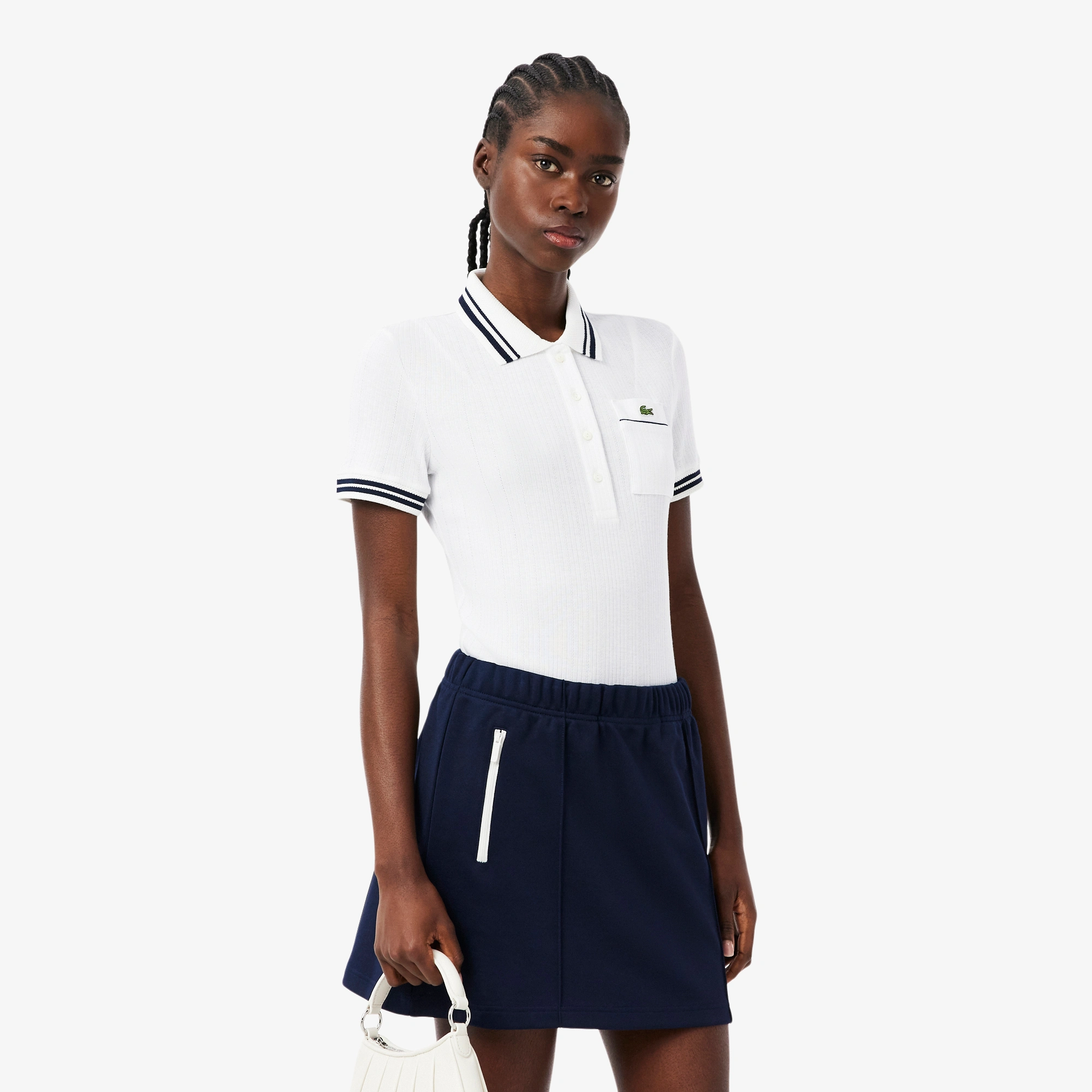 LACOSTE · חולצות פולו  שרוול קצר CHEMISE COL BORD COTES · לבן — Hawaii