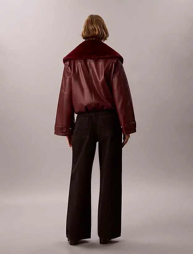 CK · FAUX LEATHER SHORT FILLED BOMBER · בורדו — Hawaii