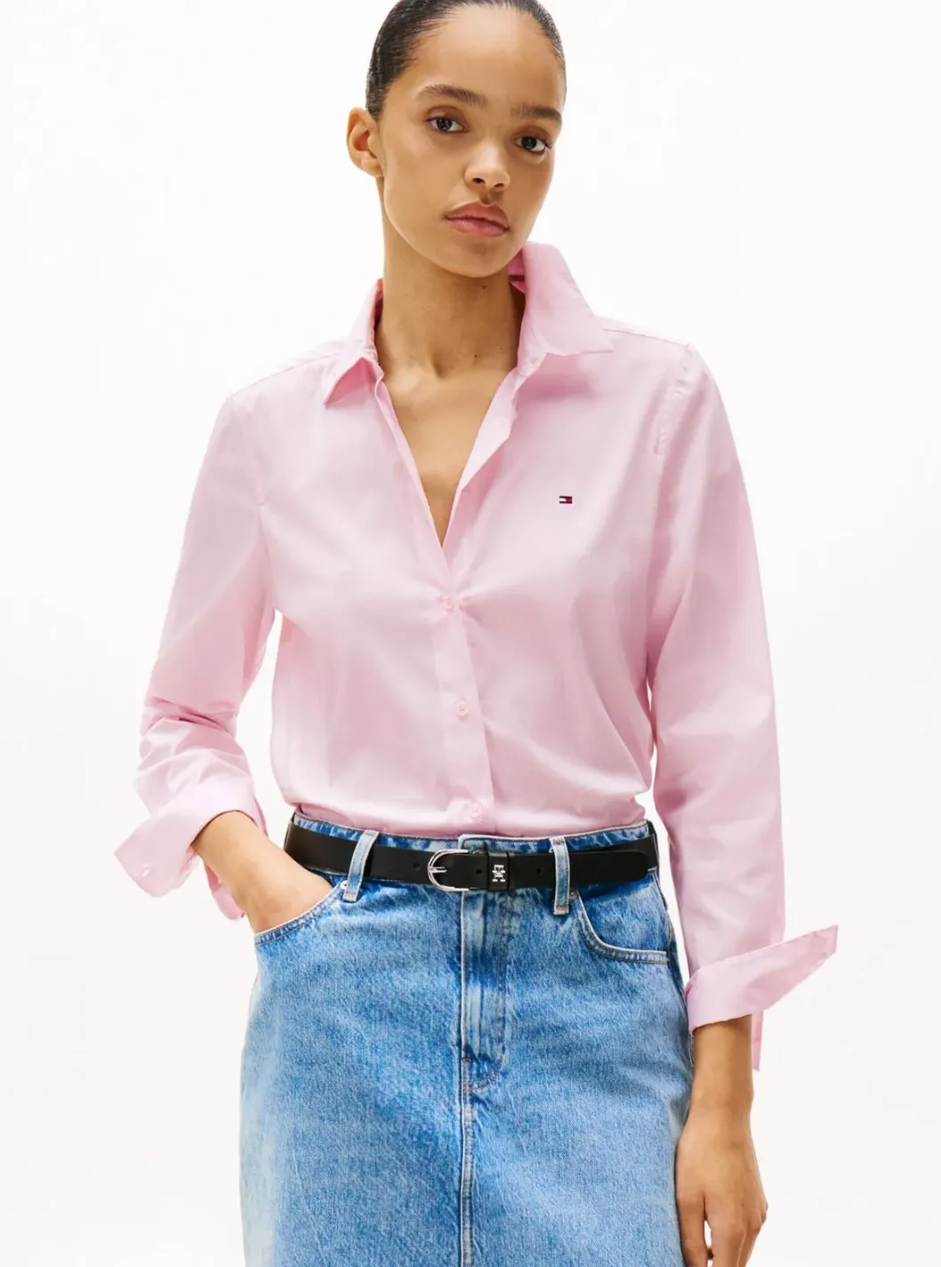 TOMMY · חולצות כפתורים ארוכה ESS POPLIN REGULAR SHIRT · ורוד — Hawaii