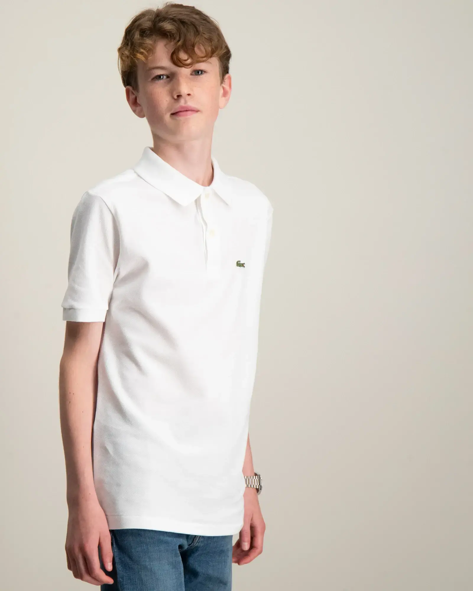 LACOSTE · CHEMISE COL BORD-COTES MA · לבן