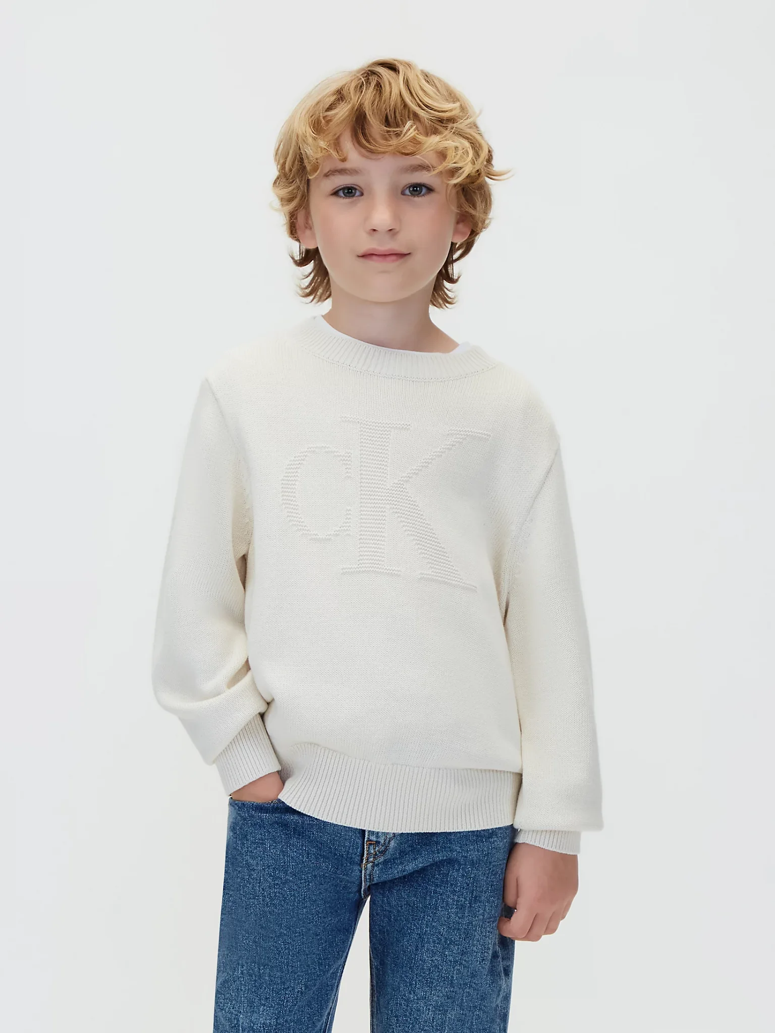 CK · CK LOGO INTARSIA SWEATER · חום